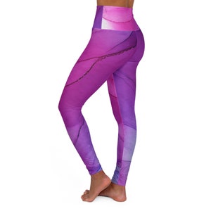 High Waisted Workout Zumba Pilates Leggings, Magenta