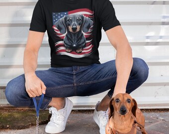 Patriotic Dachshund T-Shirt: American Flag Dog Lover Shirt
