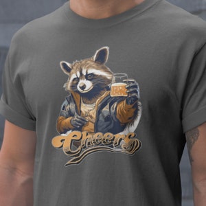 Rocket Raccoon Cheers T-Shirt - Raise a Glass with the Guardian of the Galaxy!, Unisex Shirt