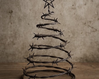 Barbed Wire Spiral Tree Decor | Rustic Farmhouse Western Tabletop Tree | Interchangeable Holiday Topper