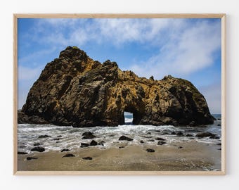 Big Sur California Wall Art: Keyhole Arch Coastal Photo, Ocean Cliff Landscape, Coastal Decor (Digital Download)
