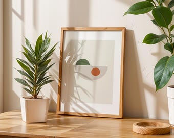 Boho Wall Art: Minimal Geometric Abstract Print, Neutral Earth Tones, Mid Century Modern Decor, Contemporary Boho Art (Digital Download)
