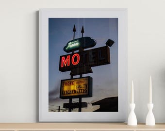 Vintage Trava-Leers Motel Neon Sign Photo Print: Mesa, Arizona Roadside Art