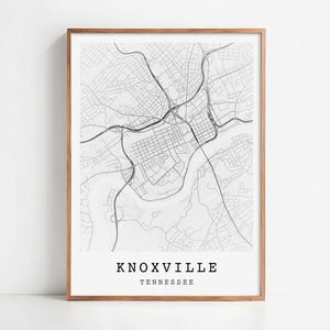 Knoxville Map Wall Art: Tennessee City Street Map, Black and White Minimalist Decor, Modern Home Art (Digital Download)