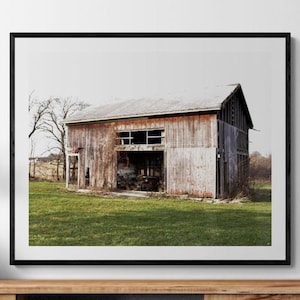 Weathered Barn Wall Art, Rural Illinois Barn Print, Rustic Midwest Landscape Photo, Americana Farm Wall Art, Rustic Country Landscape Print