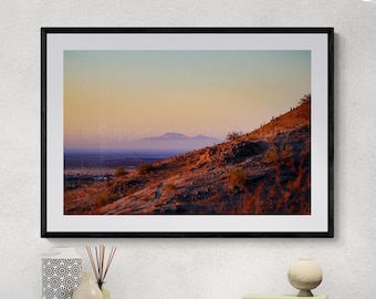 South Mountain Sunrise Photo Print: Arizona Desert Cactus Landscape Art