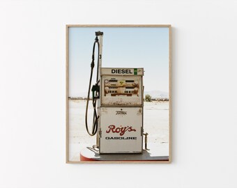 Roy's Gasoline Pump Wall Art: Vintage Route 66 Photography, Desert Gas Station Decor, Retro Americana Print (Digital Download)