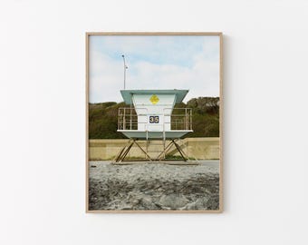 Carlsbad Lifeguard Tower Wall Art, California Beach Photography, Coastal Lifeguard Stand Print, Minimalist Beach Decor, Digital Download