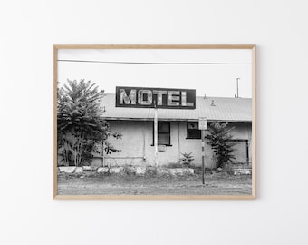 Globe Arizona Motel Wall Art: Black and White Americana Photography, Vintage Desert Roadside Decor (Digital Download)