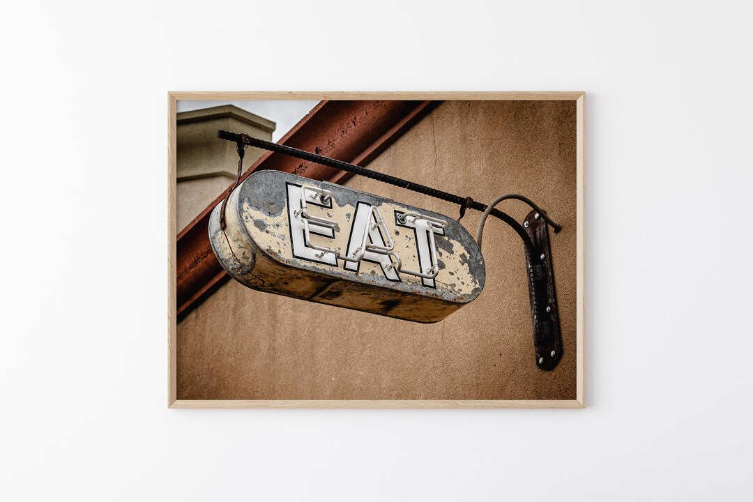 Museum Sign Eat EAT Diner Sign Wall Art: Vintage Americana, Retro Kitchen Decor, Neon ...