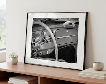 Volkswagen Beetle Dashboard Wall Art: Retro VW Bug Interior Photography
