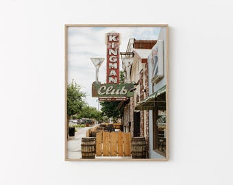 Kingman Club Wall Art: Vintage Neon Sign Photography, Route 66 Arizona Americana Decor (Digital Download)