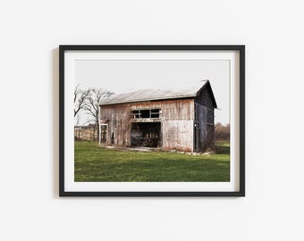 Rustic Farmhouse Wall Art: Vintage Barn Photography, Midwest Rural Landscape, Americana Farm Decor (Digital Download)