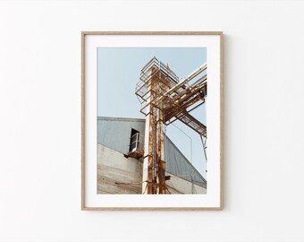 Farmhouse Wall Art: Grain Bin Photography, Rural Farm Landscape, Rustic Agricultural Decor, Midwest Americana Art (Digital Download)