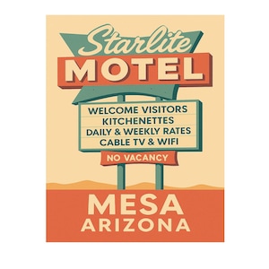 Starlite Motel Mesa Arizona Print: Retro Roadside Sign, Vintage Travel Poster (Digital Download)