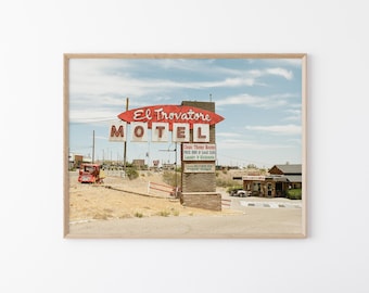El Trovatore Motel Wall Art: Route 66 Neon Sign Photography, Kingman Arizona Americana Decor (Digital Download)