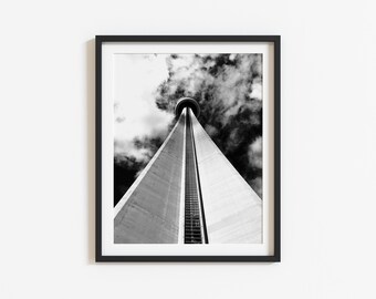 Toronto Wall Art: CN Tower Black and White Photography, Modern Architecture Decor, Canada City Art (Digital Download)