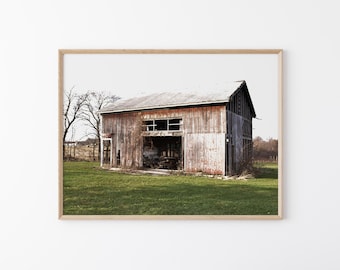 Rustikale Scheune, Fotodruck: Vintage Midwest Landschaft Fotografie, Americana Farm Motiv, ländliches Dekor (Digitaler Download)