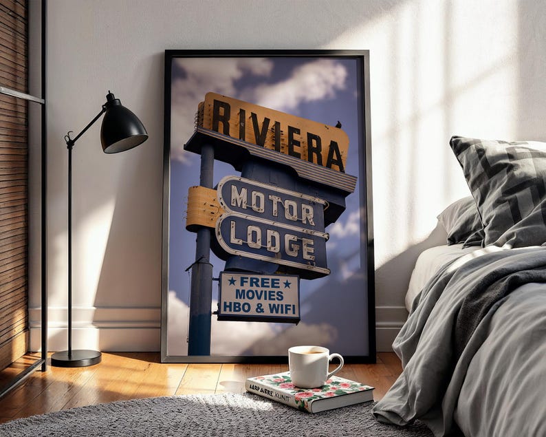 Riviera Motor Lodge Neon Sign Print: Vintage Tucson, Arizona (digital ...
