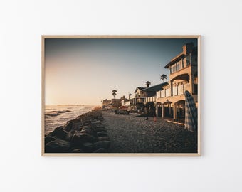 California Beach Sunset Wall Art: Coastal Ocean Photo, Beach Decor, Sunset Seascape Print (Digital Download)