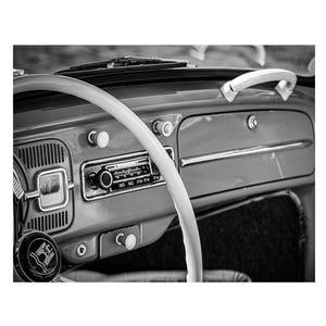 Digital Download - Classic Volkswagen Beetle Dashboard Print – Retro Car Photography in Black and White