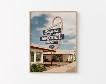 Super Motel Wall Art: Route 66 Arizona Photography, Vintage Motel Sign Print, Americana Decor, Desert Road Trip Artwork (Digital Download)