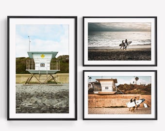 Carlsbad Surf Wall Art Set of 3: California Beach Photography, Coastal Gallery Wall, Surfer Decor (Digital Download)