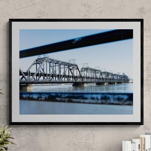 Historic Steel Railroad Bridge Photo Print: Industrial Architecture Landscape