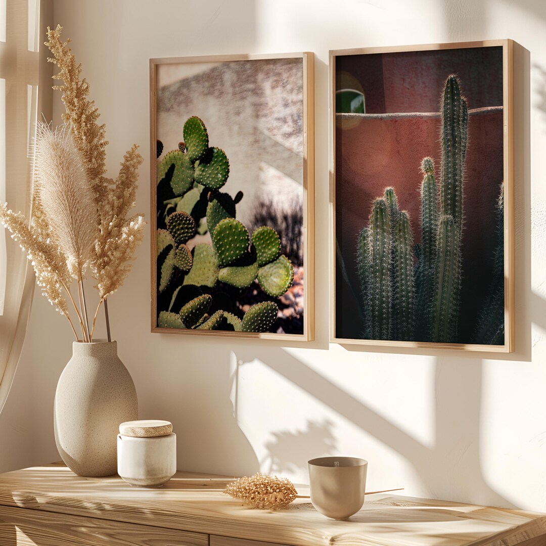 Cactus Wall Art (set of 2): Desert Botanical Prints, Southwestern Decor ...