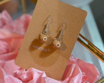 Bear earrings | Polymer clay earrings | Handmade earrings | Hanging earrings | Polymer jewelry