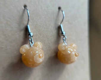 Bear earrings | Marble effect earrings | Polymer clay earrings | Handmade earrings