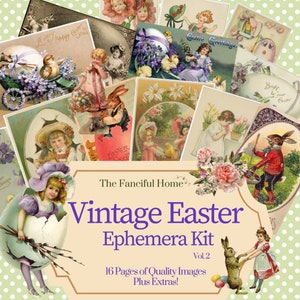 Kit vintage d'éphémères de Pâques - Vol 2. Plus de 100 images et cartes postales de Pâques historiques DIFFÉRENTES pour le collage, les journaux indésirables, le scrapbooking, etc.
