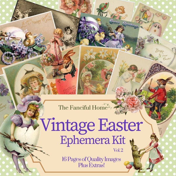 Vintage Easter Ephemera Kit - Vol 2. Over 100 DIFFERENT Historic Easter Images & Postcards for Collage, Junk Journals, Scrapbooking, etc!