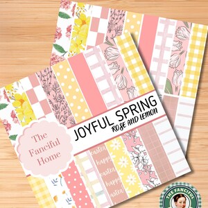 JOYFUL SPRING - Easter Digital Papers - Rose & Lemon, Easter and Spring Crafts, Junk Journals, Scrapbooking, (png, pdf, and jpeg)