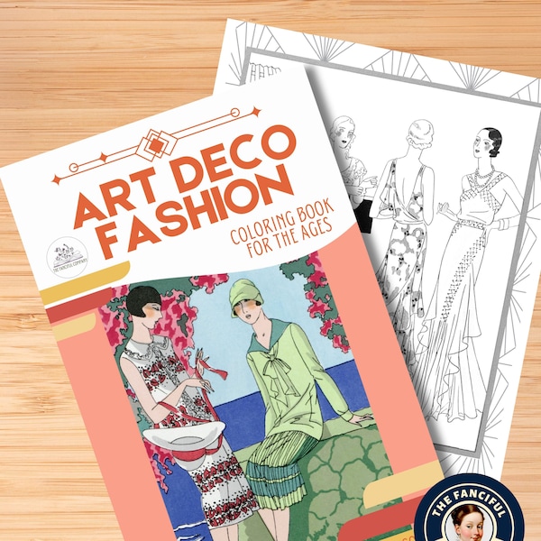 Art Deco Fashion Coloring Pages, Art Deco Fashion, Art Deco Coloring Book, Art Deco Fashion, 1920's Artwork, 1920's fashion, Art Deco Dress