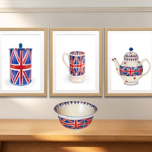 Emma Bridgewater Inspired Art, Union Jack Art, Union Jack Teacup, Union Jack Teapot, Union Jack Jar, Emma Bridgewater Inspired Union Jack