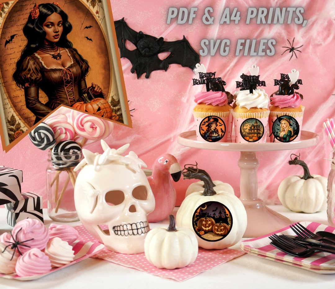 Vintage Halloween Printable Garland Pinup Halloween Witch Etsy