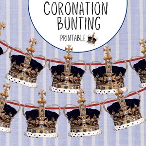 King Charles Coronation Bunting Banner, Coronation Party Banner, King Charles Bunting, Coronation Bunting Garland, Coronation Party Decor