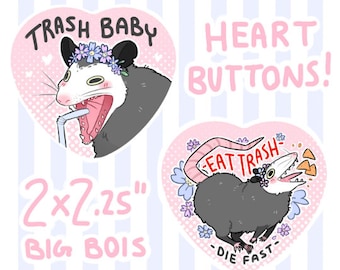 Opossum Heart Buttons