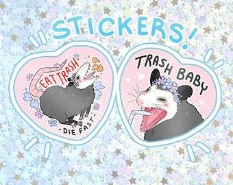 Opossum Heart Vinyl Stickers