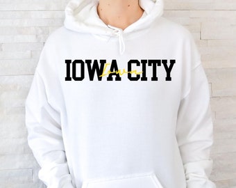 Iowa City Hoodie: College Student Gift, Heavyweight Cotton-Blend Sweatshirt