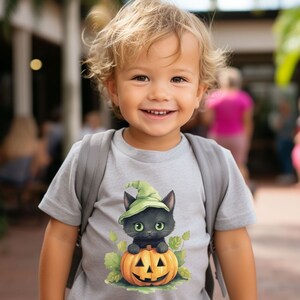Cute Cat and Pumpkin Toddler Shirt, Pumpkin Shirt for Kids, Halloween Gift, Halloween Shirt for Toddlers, Halloween Shirt for Kids