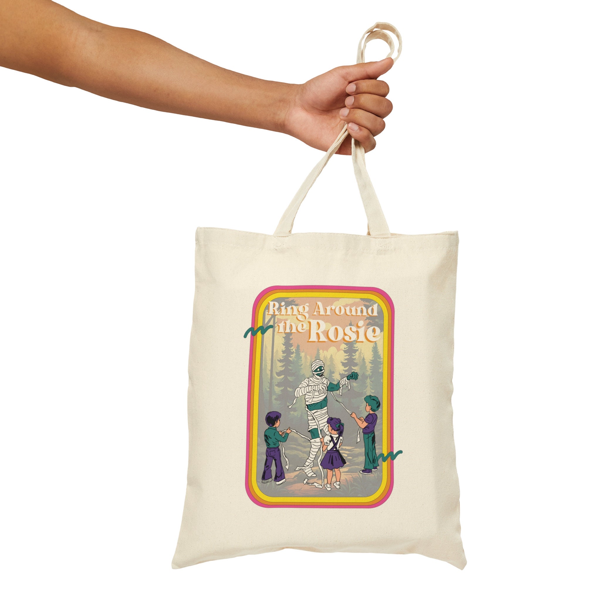 Ring Around the Rosie Retro Cotton Canvas Tote Bag 