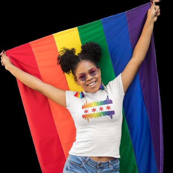 Chicago Pride Flag T-Shirt / Unisex Jersey Short Sleeve Tee / Gay Pride / Rainbow / Chicago Skyline /Bella Canvas