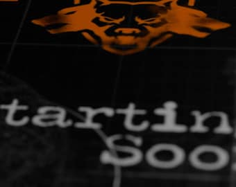 May include: A black and white image with an orange wolf silhouette at the top. The text "starting soon" is written in white on a black background.