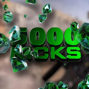 May include: A digital graphic with the text "5000 ROCKS" in bright green, surrounded by floating, faceted emerald-green gems. The background is blurred, suggesting a natural or outdoor setting.