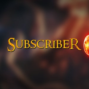 Peut inclure: Une inscription dorée indique "SUBSCRIBER 0" avec un anneau rouge brillant aux détails complexes.