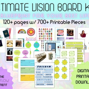 Kit de manifestation du Vision Board | Cartes d'affirmation, de motivation et de citations | Photos de visualisation | Mood Board | Loi de l'attraction | Imprimable numérique