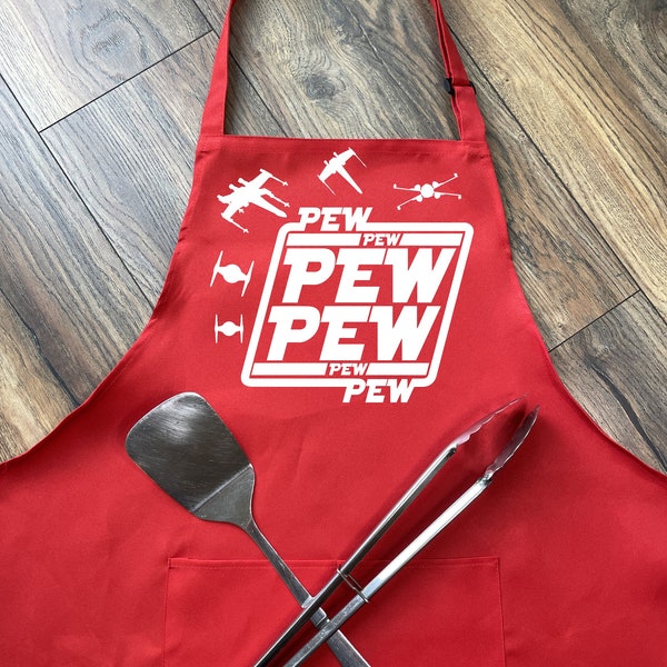 Pew Pew, X-wing and Tie fighters, Star Wars, Apron, Funny Apron, Grilling Apron, Father's Day, Gift for Men, Gift for Women, Gag gift