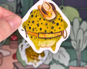 Stickers, “Da BOOTY ”, backside, frog butt, funny, unique, shiny, water bottle, laptop, water resistant, hand made, gifts for her, deputy